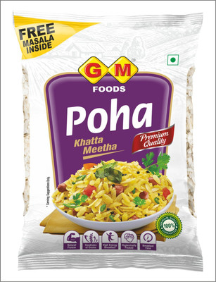 GM FOODS Khatta Meetha Poha (pack of 3) 500 Gram Each Packet With Masala Inside 1500 g(Pack of 3)