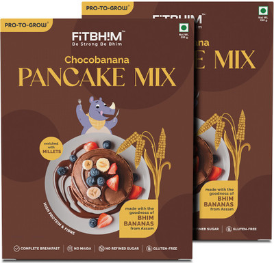 Pro-To-Grow Fitbhim Chocobanana Instant Pancake Mix|No Maida|Millet based|Banana & Chocolate 500 g(Pack of 2)