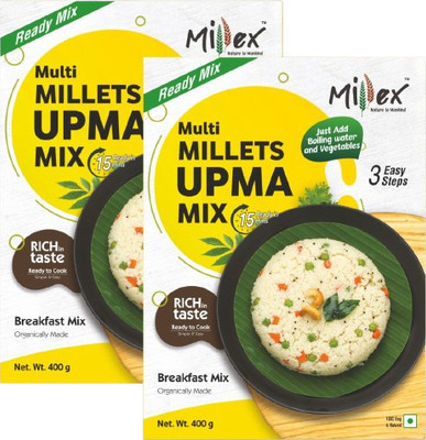 Millex Multi Millets Upma Mix, Ready to Cook, Instant Rava Upma, Multigrain Breakfast. 400 g(Pack of 2)