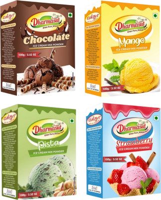 Dharmasut Chocolate + Mango + Pista + Strawberry Instant Ice cream Premix Powder 400 g(Pack of 4)