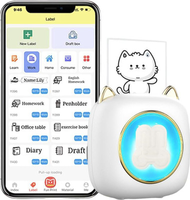 CASON Portable Mini Pocket Printer for Kids, 7 Color LED Display Thermal Printer Thermal Receipt Printer