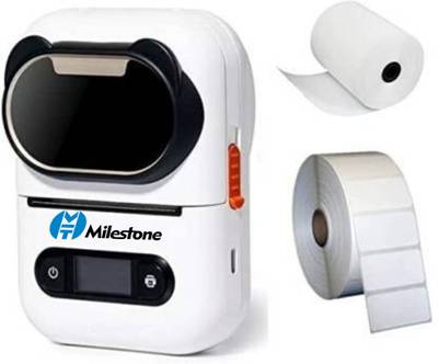 Milestone (2 Inch)58mm Bluetooth Label+Receipt Printer with 1Label Roll 1Receipt Thermal l Thermal Receipt Printer