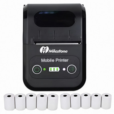 Milestone MPT-II 58mm 2inch Thermal Bluetooth Receipt Bill Printer With 10PCS Thermal Roll Thermal Receipt Printer