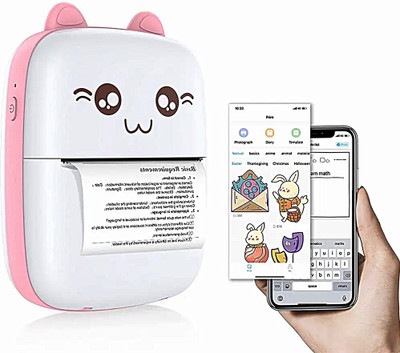 Techtrendmart Mini Portable Thermal Pocket Bluetooth Inkless Printer Banner Sticker 8x Rolls Thermal Receipt Printer