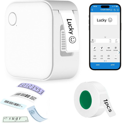 QIMAGE QMG24 Palm-Sized Bluetooth Wireless Label mini Printer|Connect(iOS/Android)Ideal Thermal Receipt Printer