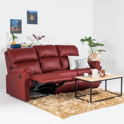 Jordyblue Louis 3 Seater Leatherette Manual Recliner