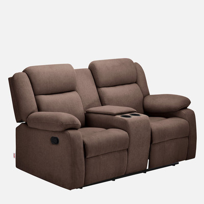 Duroflex Avalon Twin - Modern 2 Seater Sofa With Center Console and Cup Holder Fabric Manual Recliner(Finish Color - Saddle Brown, DIY(Do-It-Yourself))