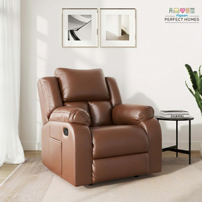 Flipkart Perfect Homes Sauron Leatherette Manual Recliner(Finish Color - Tan, DIY(Do-It-Yourself))