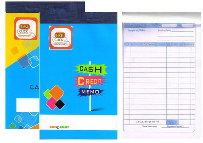 First Click CASH MEMO CASH MEMO CREDIT MEMO 2 BOOKLET (100 Printed Format+100 Plain Sheet in1 Booklet) 2-Part Pre Printed(2 Sets) First Click CASH MEMO CASH MEMO CREDIT MEMO 2 BOOKLET (100 Printed Format+100 Plain Sheet in1 Booklet) 2-Part Pre Printed(2 Sets)