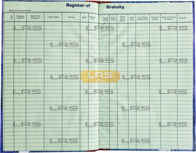 LRS Gratuity Register - 38 Pages - 75 GSM Thick Paper - HR Compliance Record Register 1-Part Gratuity Register(1 Sets)