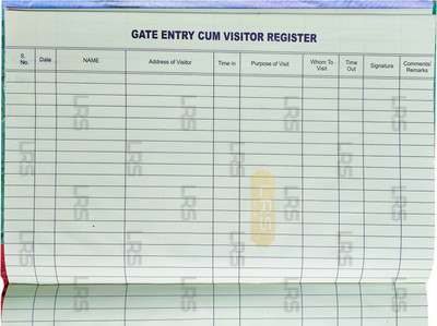 LRS Gate Entry Register for Schools/Offices/Factories/Institutes - 42 Entries Per Page - 38 Pages - Pack of 1 1-Part Office /School Record Register(1 Sets)