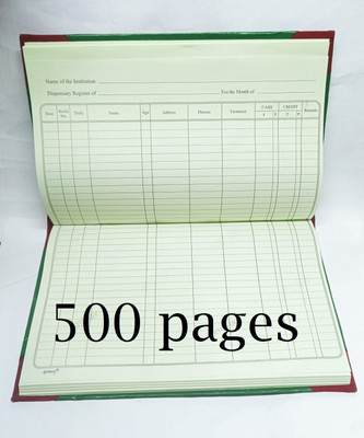 atishay 500Pages Dispensary Register for maintaining hospitals patients record Dispensary OPD Register-500 Pages 1-Part Hard Bound(1 Sets, SOLID)
