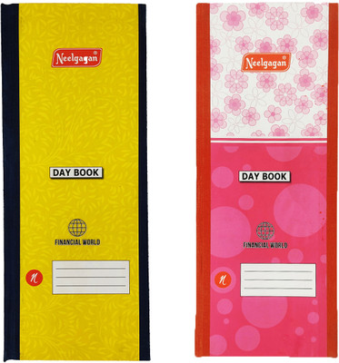 NEELGAGAN No.2 Day Book Without Cash Ruled Ordinary Binding Register Size (13.0cm X 34.0cm) 128 Pages 1-Part Daily Entry Bases Pack Of 2(2 Sets)