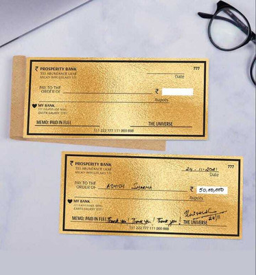 VSSOL Wealth Affirmations, Prosperity Goals, and Abundance Planning Golden Abundance Cheque Book – Law of Attraction Money Manifestation Checks 1-Part pack of 1(1 Sets)