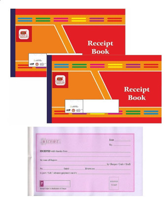 First Click MONEY AND CASH RENT RECEIPT NOTEBOOK 2 BOOKLETS Cash Receipt Book with Duplicate(50 Printed + 50 Plain)Size-19x11 cm Pack of 2 1-Part RULED(50 Sets)