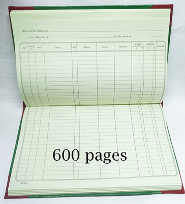 atishay 600 pages Hospital Dispensary Register Dispensary OPD Register 600 Pages 1-Part Hard Bound(1 Sets, SOLID)