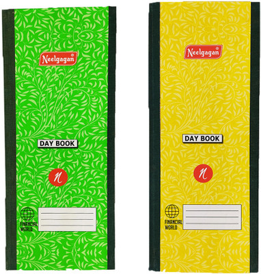 NEELGAGAN No.4 Day Book Cash Ruled Ordinary Binding Register Size (13.0cm X 34.0cm) 256 Pages 2-Part Daily Entry Bases Pack Of 2(2 Sets)