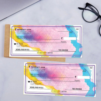 Vibrance Abundance Cheque Book – Manifestation & Law of Attraction 1-Part Money Checks with Color Energy for Wealth & Success(1 Sets)