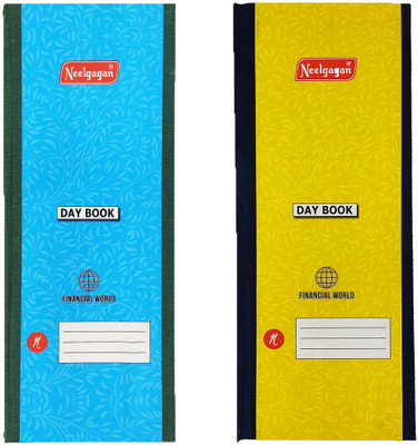 NEELGAGAN No.4 Day Book Without Cash Ruled Ordinary Binding Register Size (13.0cm X 34.0cm) 256 Pages 1-Part Daily Entry Bases Pack Of 2(2 Sets)
