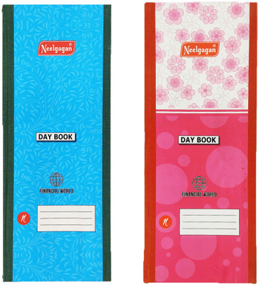 NEELGAGAN No.3 Day Book Without Cash Ruled Ordinary Binding Register Size (13.0cm X 34.0cm) 192 Pages 1-Part Daily Entry Bases Pack Of 2(2 Sets)