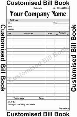 Rahil A4 bill books with customised name Customised A4 bill books 2-Part Bill book A4 size(50 Sets)