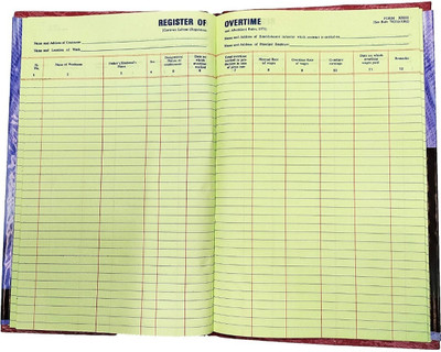 R K SALES Register of Overtime Under Rule 78, Pack of 1 2-Part Record keeping(35 Sets)