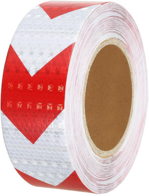 Crewbolt Radium Retro Reflector Tape 2 Inch 5 Meter Arrow High Visibility Caution Tape 50 mm x 5 m White Red Reflective Tape(Pack of 1)
