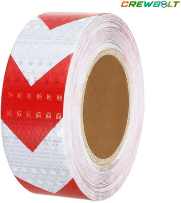 Crewbolt Radium Retro Reflector Tape 2 Inch 5 Meter High Visibility Caution Tape 50 mm x 5 m White Red Arrow Reflective Tape(Pack of 1)
