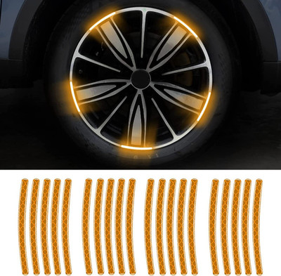 Auto Emporium Hub Reflective Wheel Rim Waning Sagefty Sticker Decal for Car, Bike, Motorcycle Car Reflector Light(Yellow)
