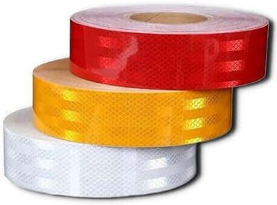 Crewbolt High-Intensity Reflective Tape Strip 2 Inch X 12 MTR Red,White,Yellow Each 51 mm x 12 m Red, Yellow, White Reflective Tape(Pack of 3)
