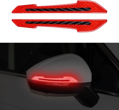 Obvie 2Pcs Car Rearview Mirror Reflective Sticker, Rearview Reflective Warning Sticker 15 mm x 0.13 m RED Reflective Tape(Pack of 2)