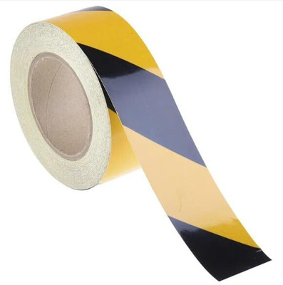 Angelsafe Reflective Radium Diagonal Line Roll Warning Tape ForRoadway/Floor Marking 50.8 mm x 50 m Yellow & Black Reflective Tape(Pack of 1)