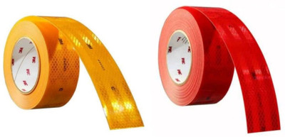Shopone 20High Intensity,Visibility Conspicuity Warning Reflective Reflector Radium Tape 50 mm x 1 m Red, Yellow Reflective Tape(Pack of 2)