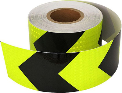 Crewbolt Night Visibility Conspicuity Reflector Warning Arrow Mark Road Safety Tape 50 mm x 4 m Green, Black Reflective Tape(Pack of 1)