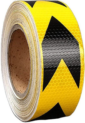 Crewbolt Radium Retro Reflector Road Safety Tape 2 Inch 5 Meter High Visibility Caution 50 mm x 5 m Black Yellow Arrow Reflective Tape(Pack of 1)