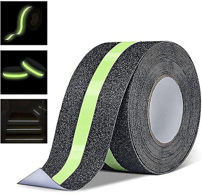 CARTSPACE Anti Slip tape With Glow In Dark Strip In Middle Dispenser Single Sided (Manual)(Set of 1, Black)