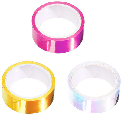 SYGA TAPE-PACK3A-PINK-WHITE-YELLOW 15 mm x 5 m PINK, YELLOW, WHITE Reflective Tape(Pack of 3)