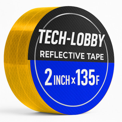 TECH-LOBBY YELLOW REFLECTIVE TAPE WITH 2 MM BY 135 FEET LENGHT JUMBO PACK 50 mm x 42 m Yellow Reflective Tape(Pack of 1)