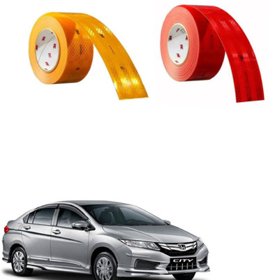 Shopone 43High Intensity Visibility Conspicuity Warning Reflective Reflector RadiumTape 50 mm x 1 m Yellow, Red Reflective Tape(Pack of 2)