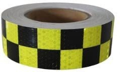 Bellveen Reflective Checked Roll Warning Tape for Roadway 2 Inch X 5 Meter 50.8 mm x 5 m green and black Reflective Tape(Pack of 1)