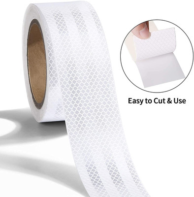 dsq 2-Inch-High Intensity Waterproof Warning Reflective Radium Tape 48 mm x 3 m White Reflective Tape(Pack of 1)