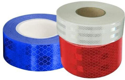 Crewbolt High-Intensity Reflective Tape Strip 2 InchX 6 MTR Each Color White,Blue,RED 50 mm x 6 m Multicolor Reflective Tape(Pack of 1)