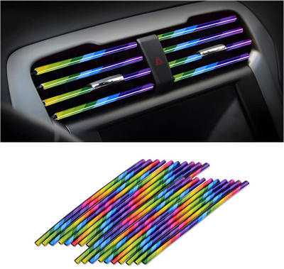 SVULINT Car Vent Decoration Strip, 10 Pieces Car Air Conditioner Vent Outlet Trim Strip 5 mm x 5 m Rainbow Reflective Tape(Pack of 1)