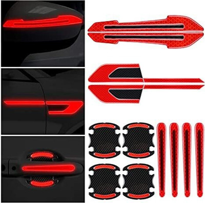 US1984 12 Pieces Reflective Car Sticker Set Rearview Mirror Reflective Warning Stickers 15 mm x 0.13 m red Reflective Tape(Pack of 12)