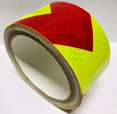 Bellveen 2 X 5 Meter Arrow Reflective Tape Conspicuous Safety Warning Tape 50.8 mm x 5 m Red & Green Reflective Tape(Pack of 1)