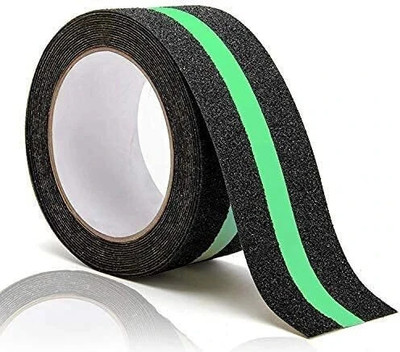 skenza 5CM x 5CM Anti Slip Tape Glow in Dark, Anti Skid Tape Anti Skid Glow In Dark Strip In Middle Dispenser Dispenser Dispenser Single Sided Anti-Skid Tape (Manual)(Set of 1, Black)