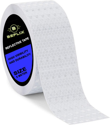BEFLIX 2-Inch-High Intensity Waterproof Warning Reflective Radium Tape 48 mm x 5 m White Reflective Tape(Pack of 1)