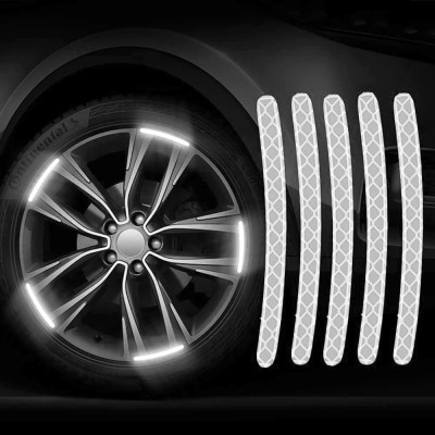 LOVMOTO Tyre Reflective Stickers Universal Safety Warning reflector 20 mm x 10 m silver tone Reflective Tape(Pack of 20)