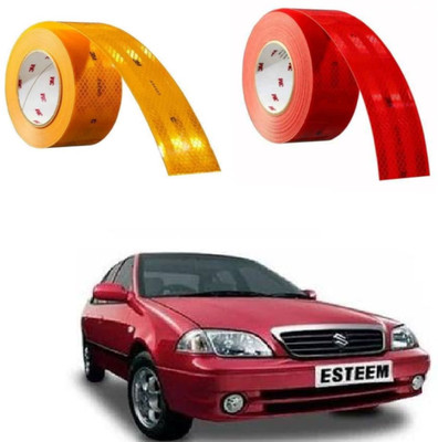 Shopone 48High Intensity Visibility Conspicuity Warning Reflective Reflector RadiumTape 50 mm x 1 m Yellow, Red Reflective Tape(Pack of 2)