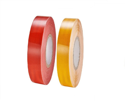 Crewbolt High Visibility Radium Night Glow Reflector Reflective Tape 1 Inch 5 Meters Each 25 mm x 5 m Red, Yellow Reflective Tape(Pack of 1)